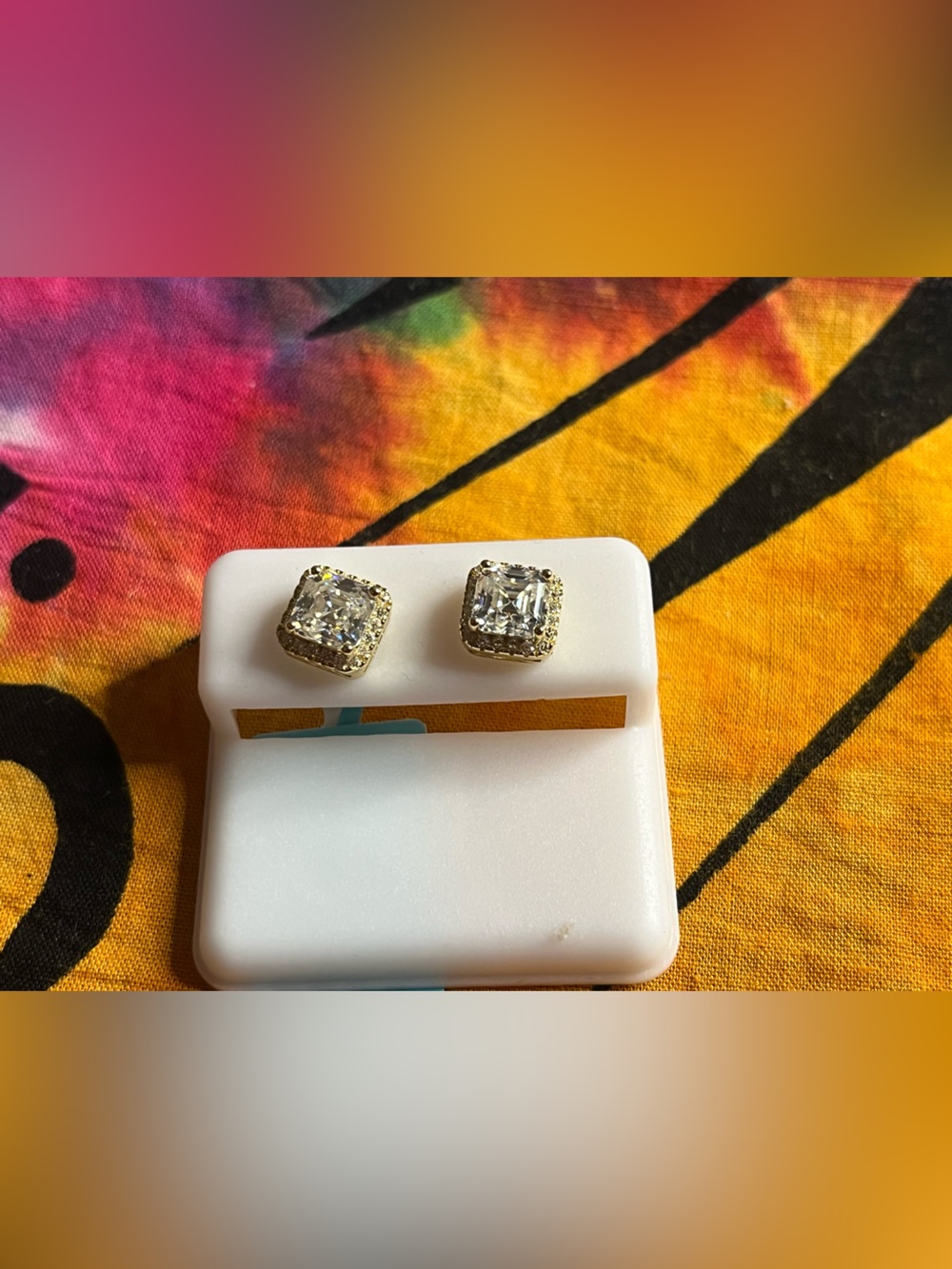 2.69 CTW Sterling Silver Moissanite Square Halo Stud Earrings VVS D NWT